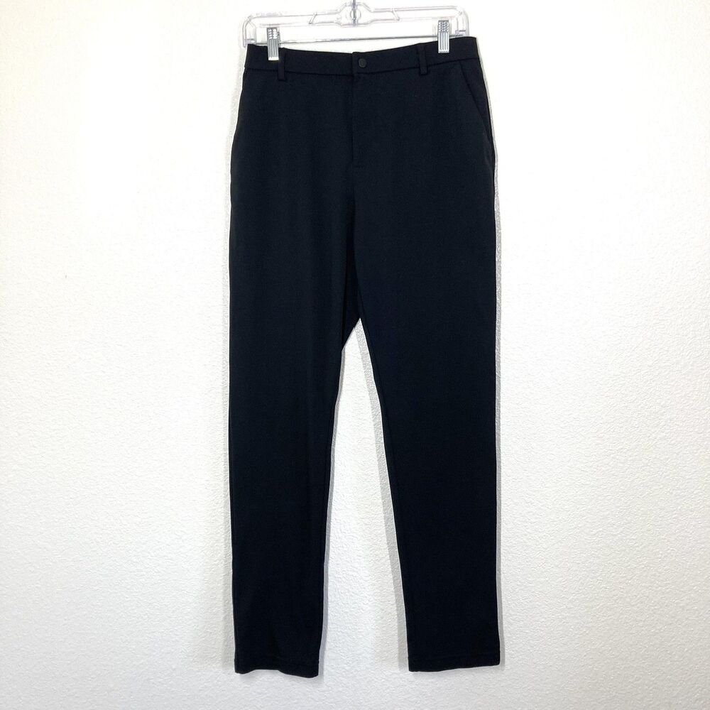 Bearbottom Pants Mens Medium Black Polyester Slim Fit Chino Elastic Waist Casual